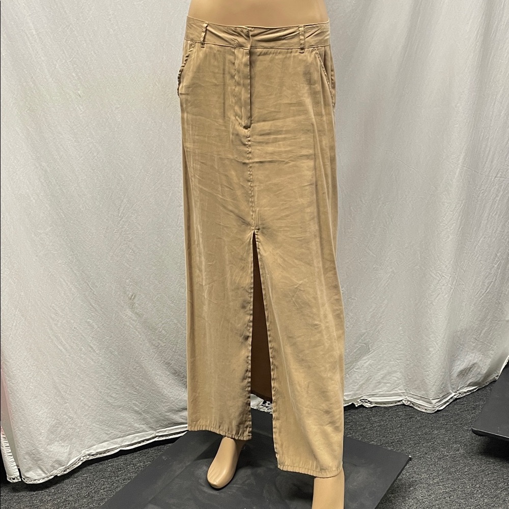 Max Studio Women's Tan Front-Slit Maxi Skirt